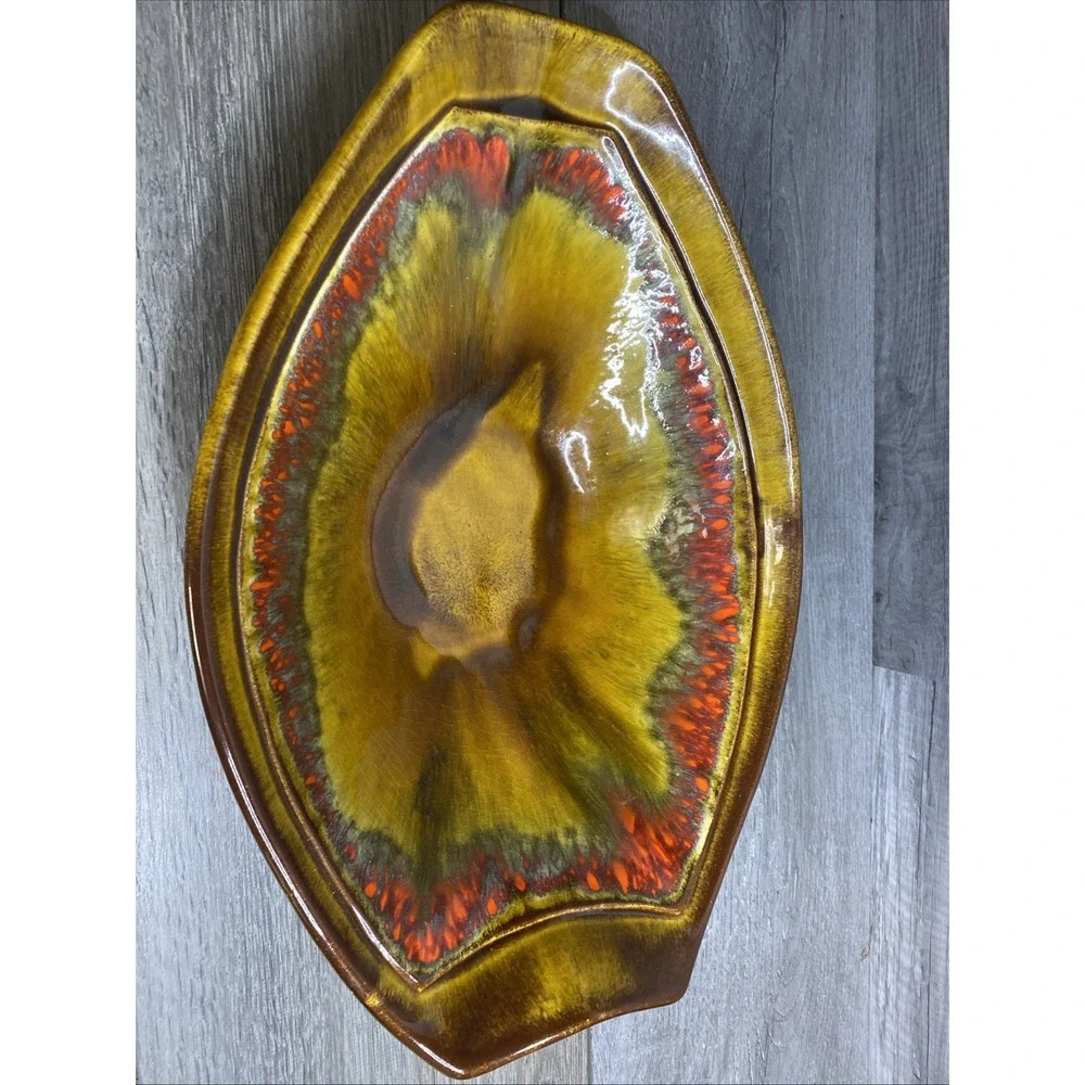 Vtg Mid Century California Pottery Lava/volcano Glaze 14